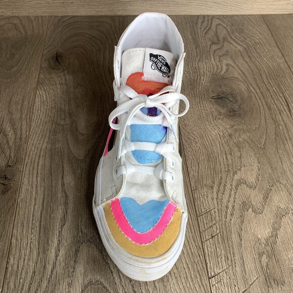 Vans High Top Womans Size 7 Custom Painted Pink Gold Purple Light Blue - Picture 13 of 16